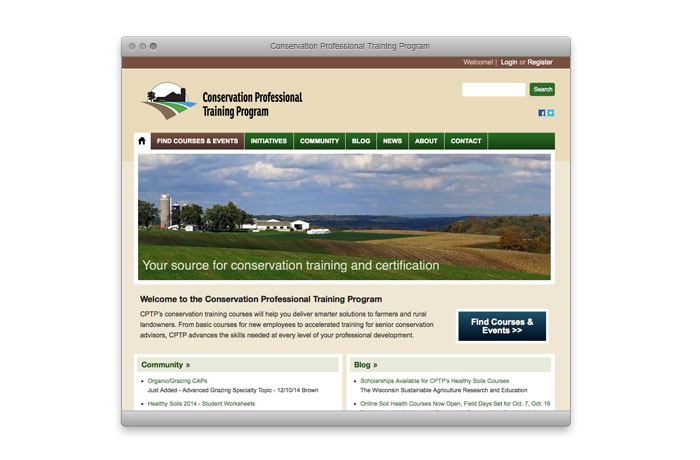 conservation professional training program website screen shot
